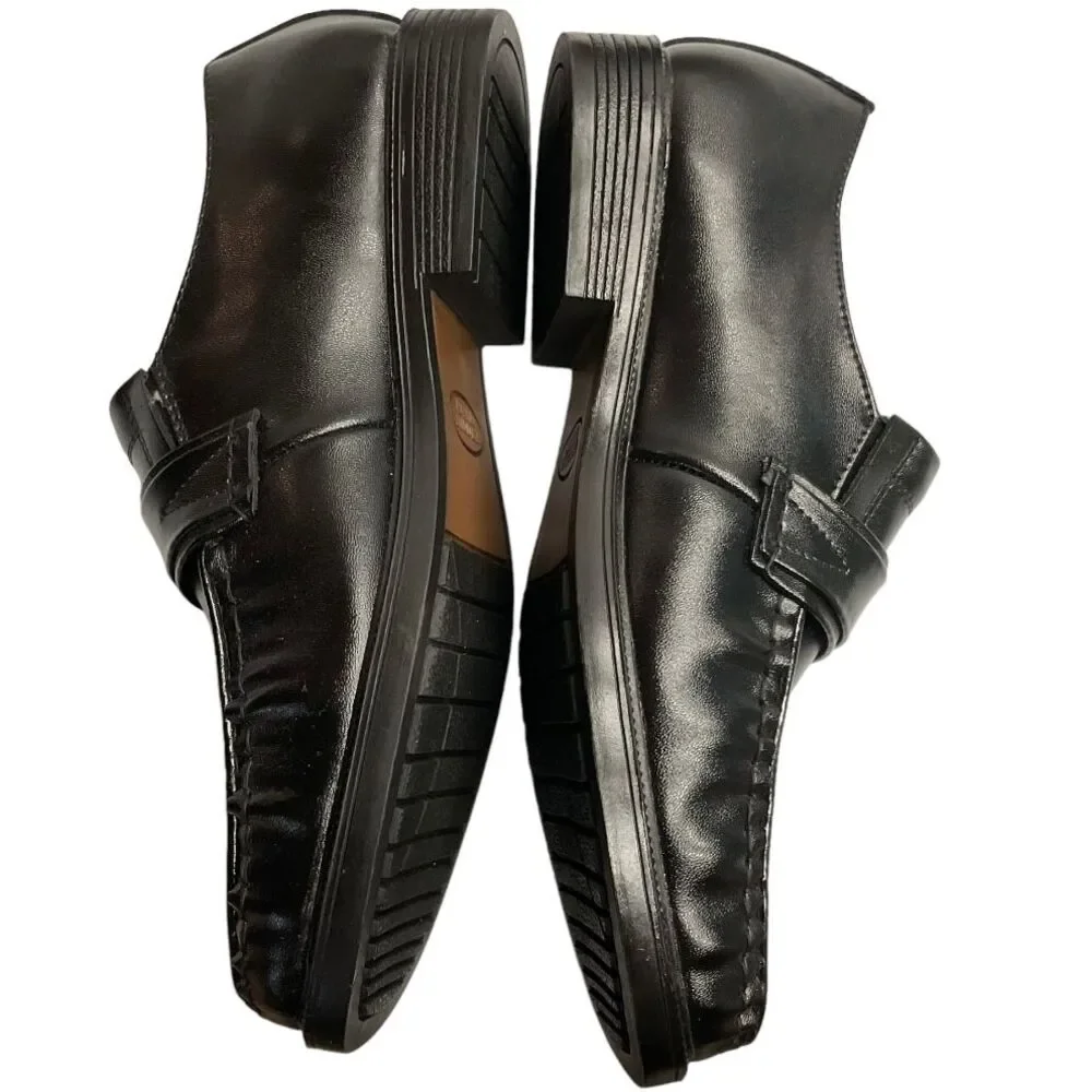 Haband Executive Division Leather Slip On‎ Loafers Shoes Sz 10EEE Black Comfort